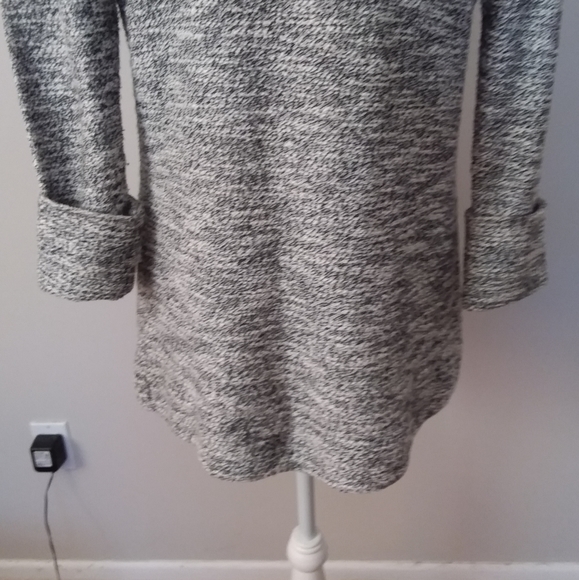 Merona Black and White Bulkie Marbled Sweater w/Large Cowl Collar - Picture 11 of 13